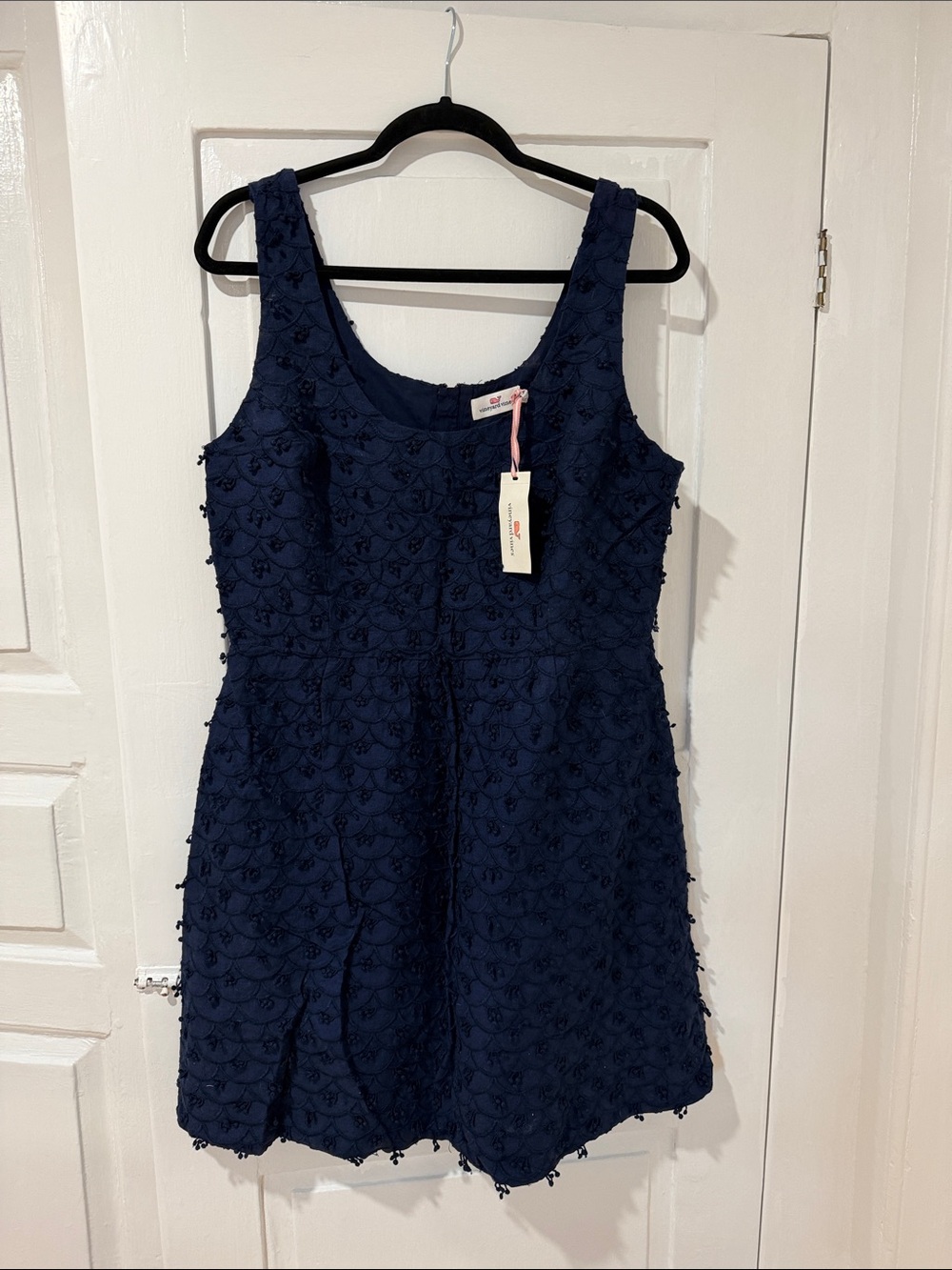 Vineyard Vines Navy Textured Sleeveless A-Line Dress